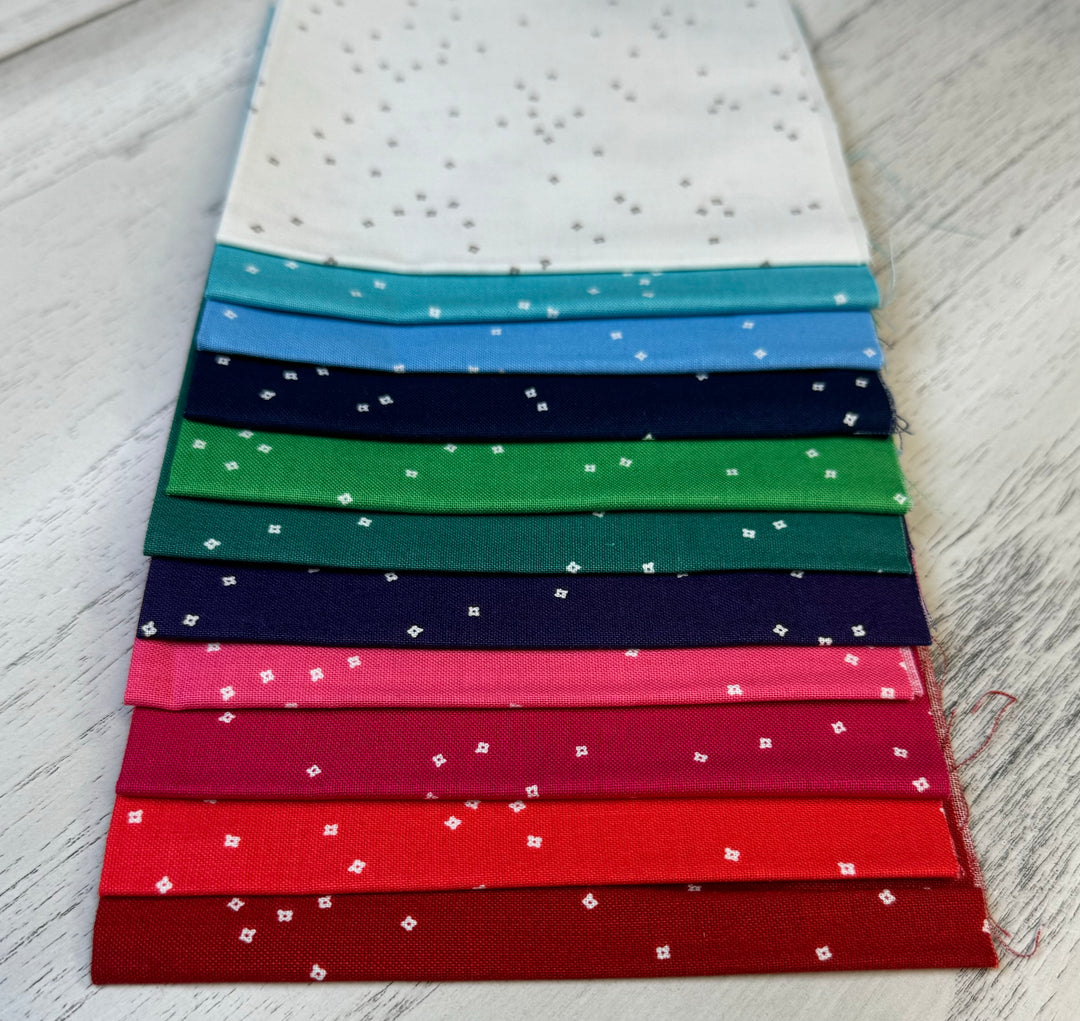 Riley Blake Blossom Basic Fabric 10" squares - set of 11