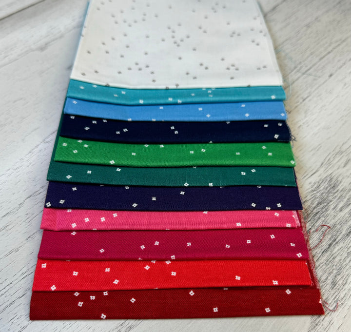Riley Blake Blossom Basic Fabric 10" squares - set of 11