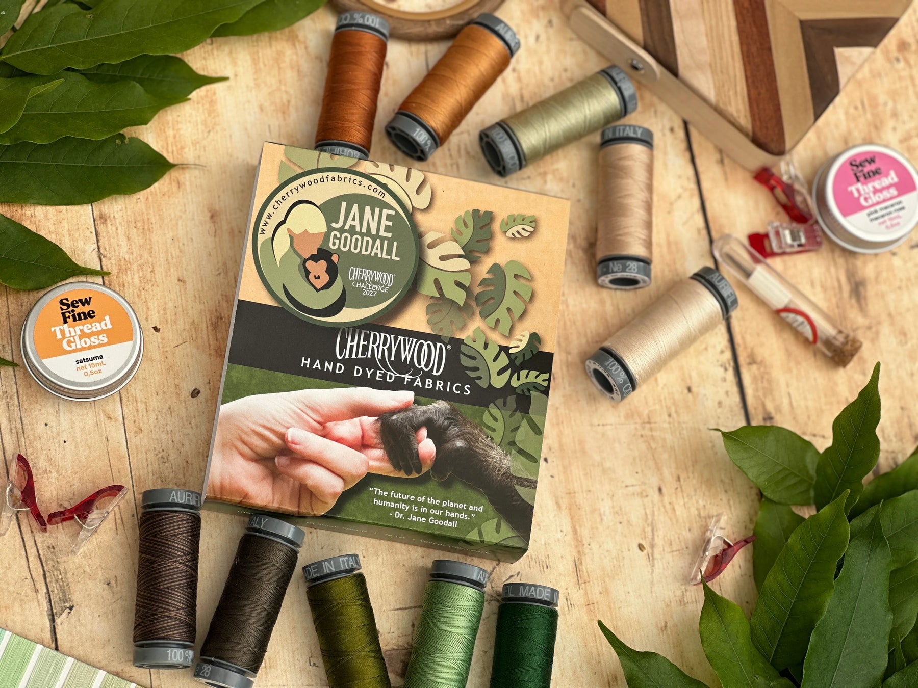 Jane Goodall Cherrywood Challenge 2027 Aurifil Thread Box – Mended Jane Goodall Cherrywood Challenge 2027 Aurifil Thread Box – Mended