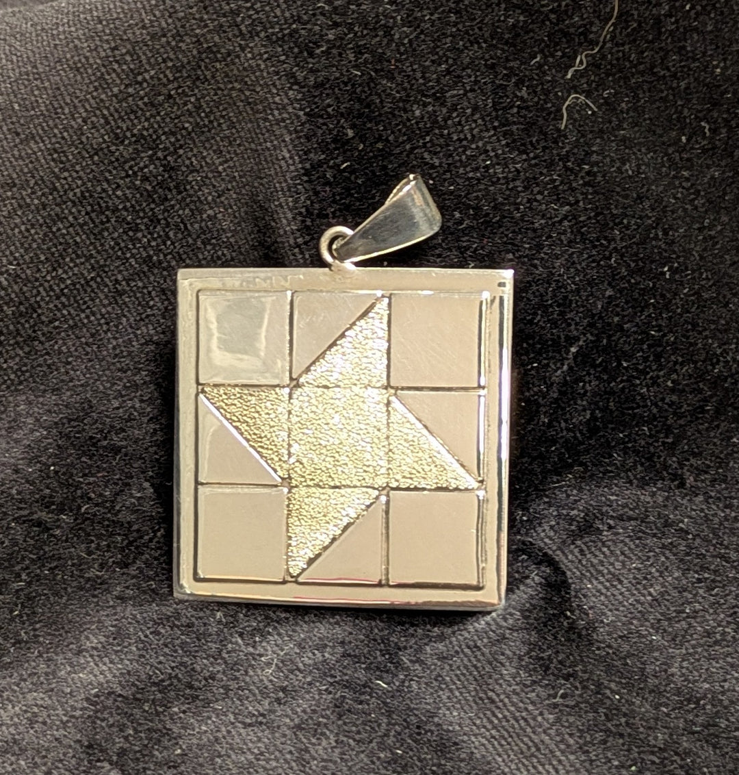 Friendship Star Charm Square Pendant - Silver