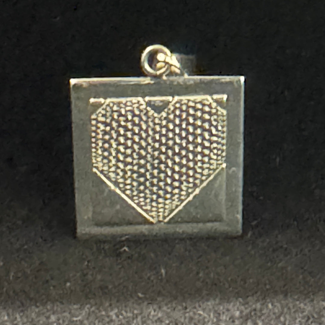 Heart Charm Square Pendant - Silver