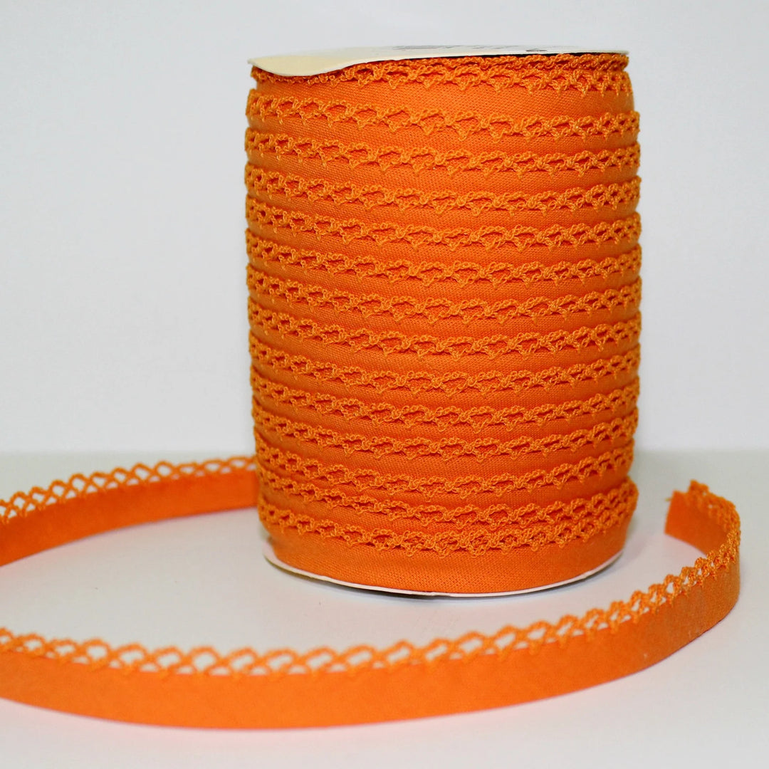 Crochet Edge Double Fold Bias Tape - Orange