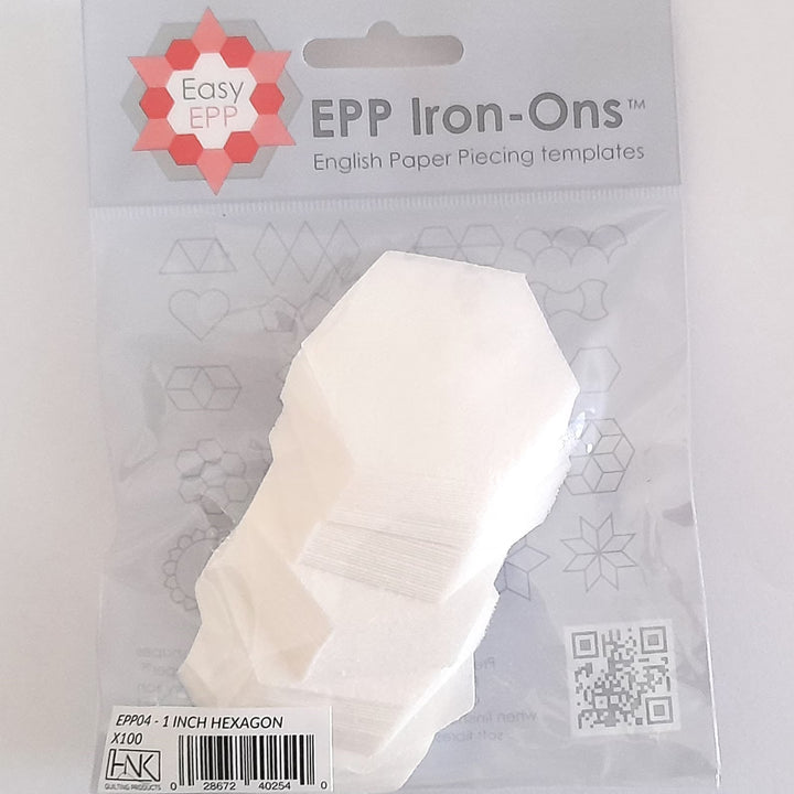 EPP Iron Ons - English Paper Piecing Templates - 1" Hexagon - 100 per package