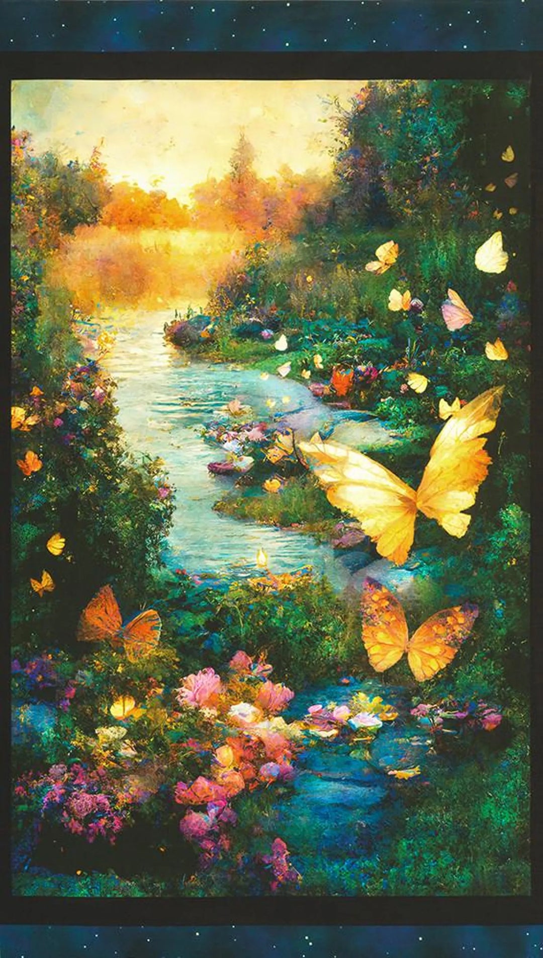Panel 481 - Night Fable Butterfly Garden Panel