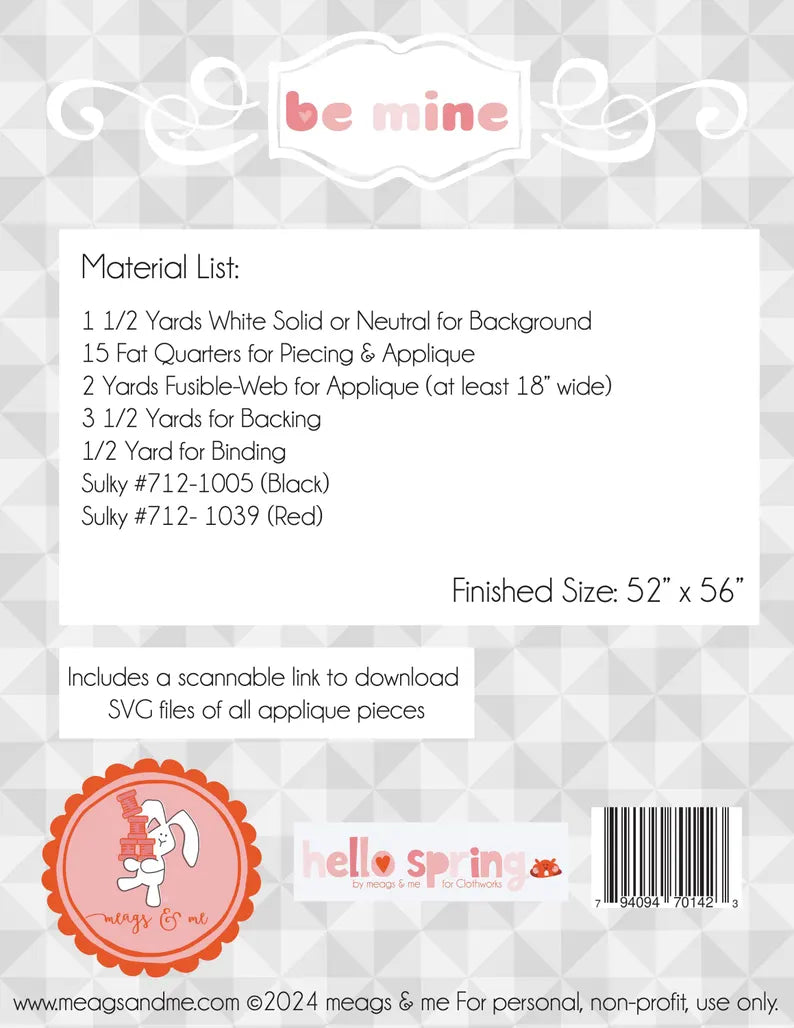 Be Mine - Quilt Pattern