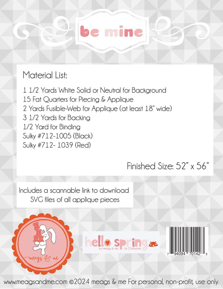 Be Mine - Quilt Pattern