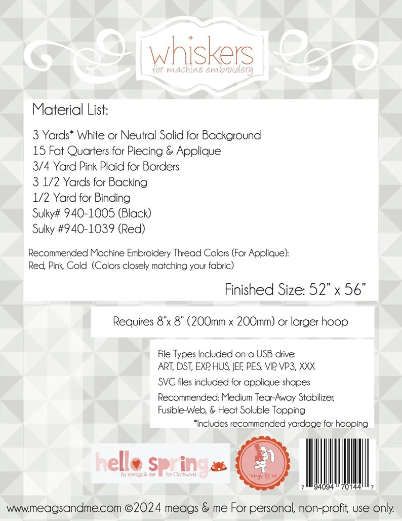 Whiskers - Machine Embroidery Pattern