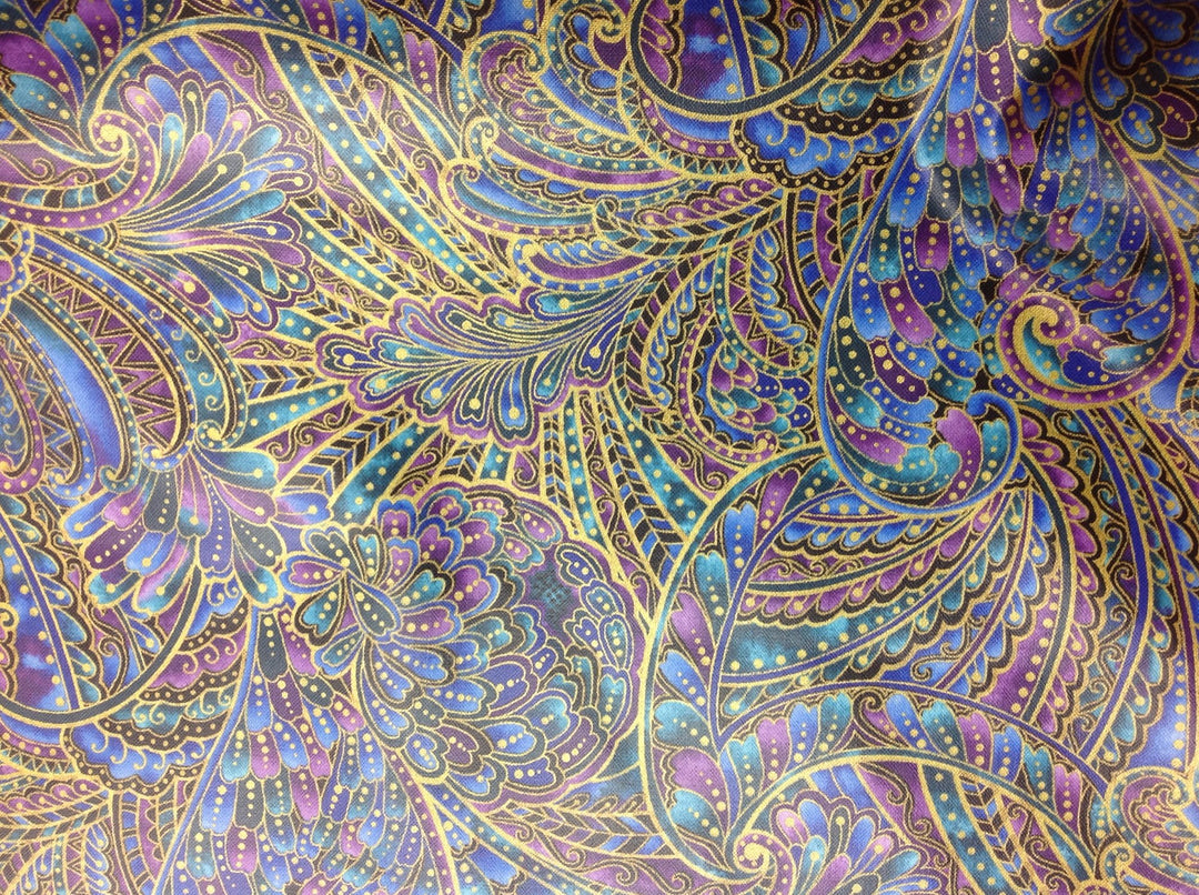 Peacock Flourish - Laminate Fabric Flourish Paisley Multi Color
