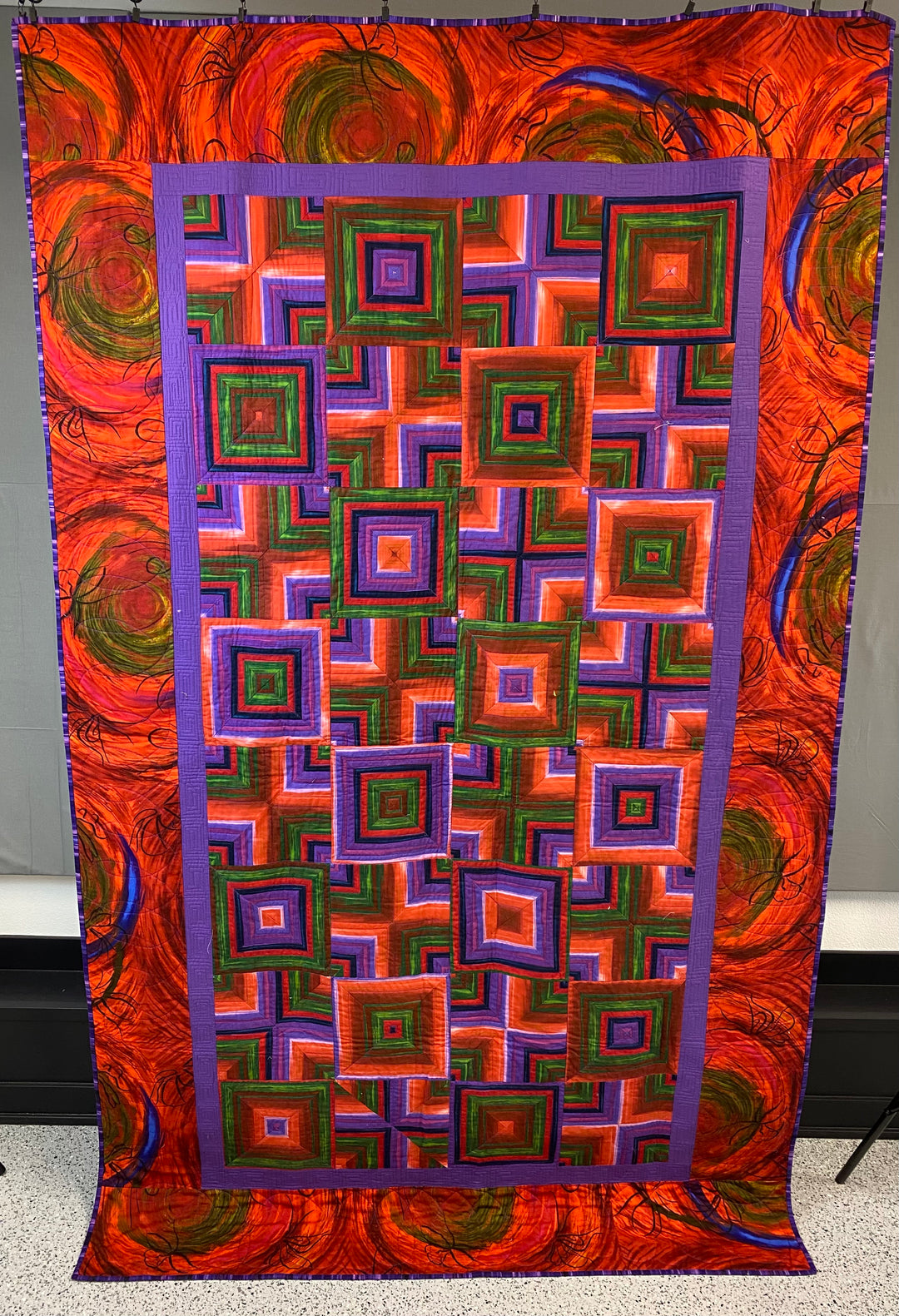 Finished Quilt - Purple and Red Abstract