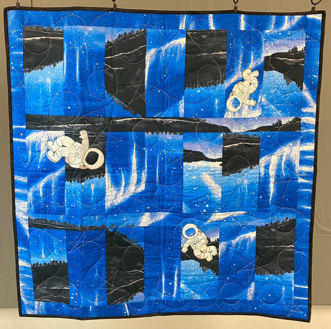 Finished Quilt - Astronauts on Blue Background