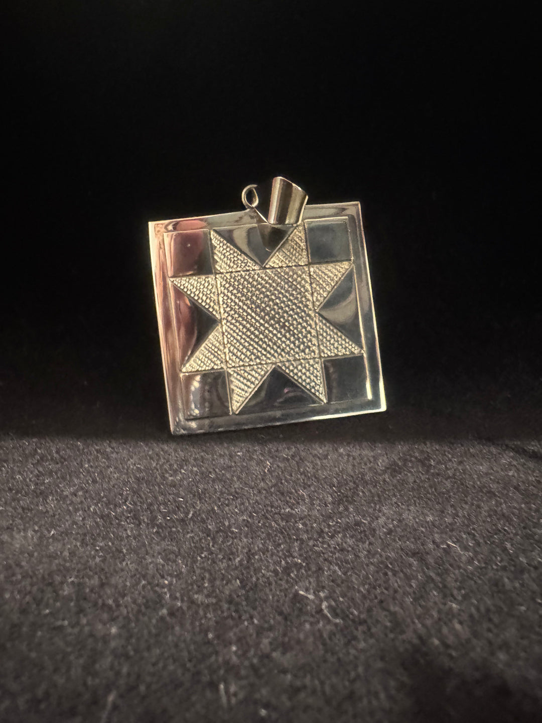 North Star Charm Square Pendant - Silver
