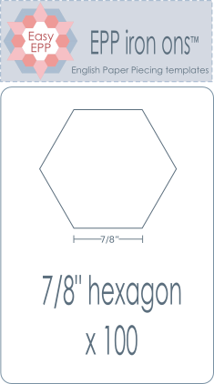 EPP Iron Ons - English Paper Piecing Templates - 7/8" Hexagon 100 per package