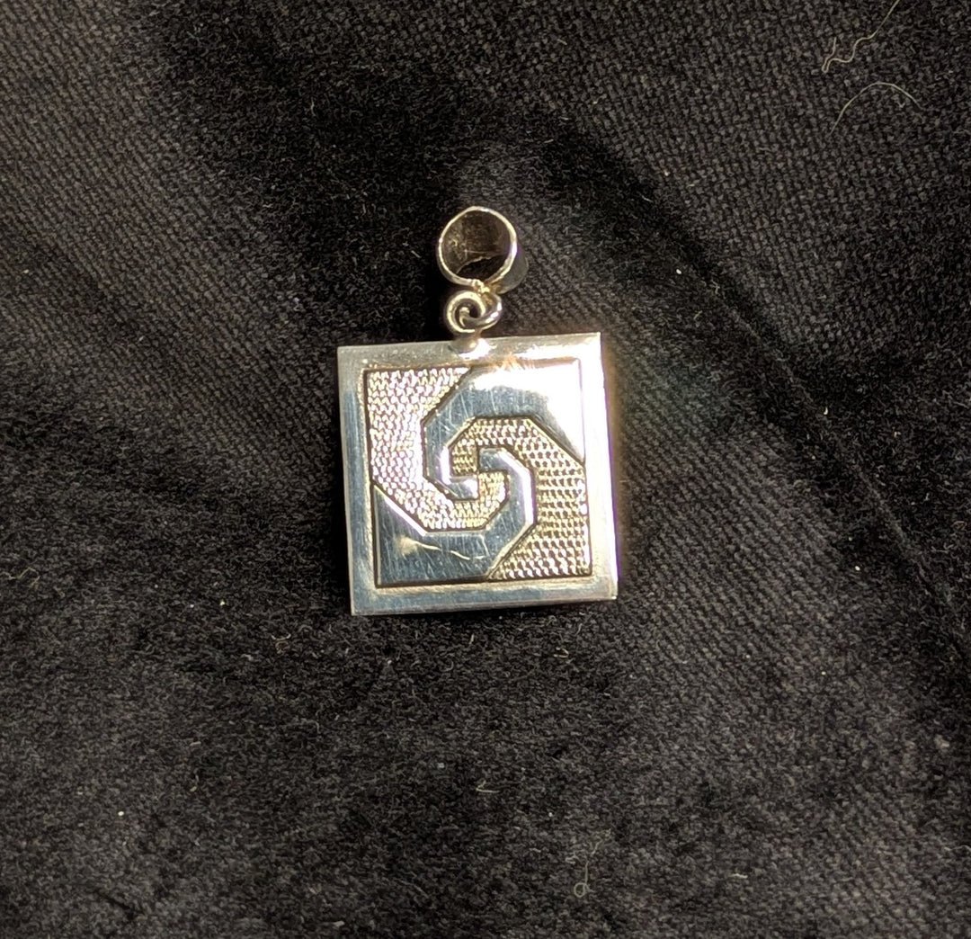 Snail's Trail Charm Square Pendant - Silver