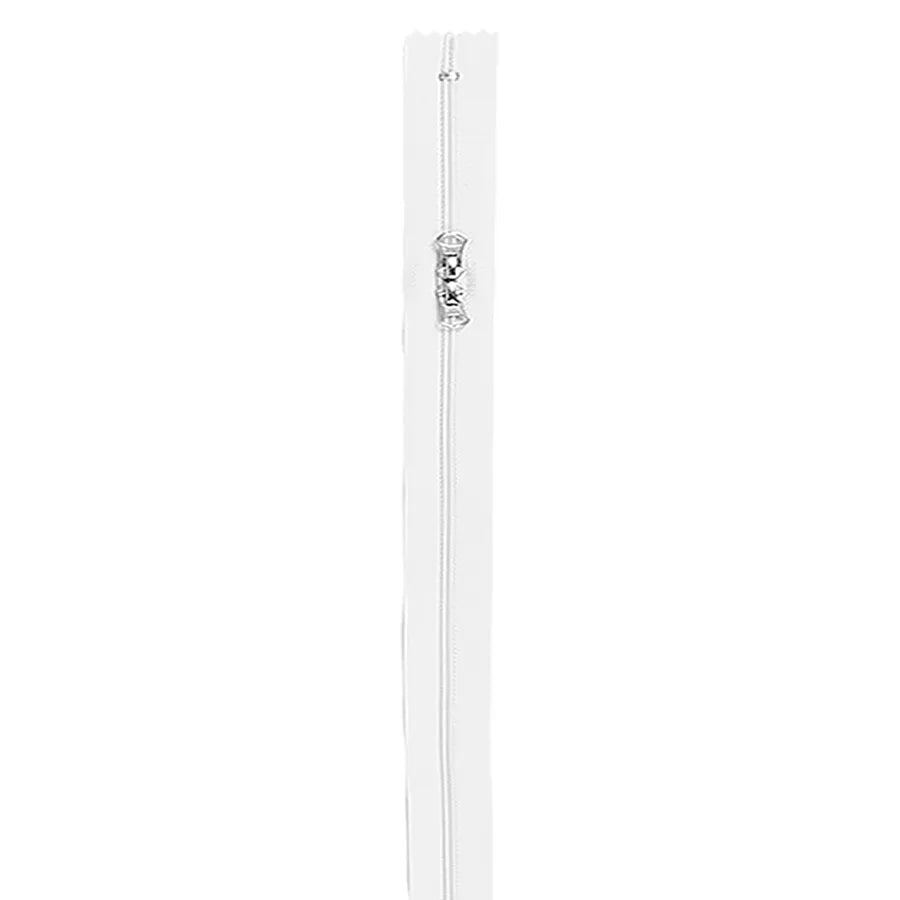 White 16" Zipper - White Zipper Teeth with Silver Pull