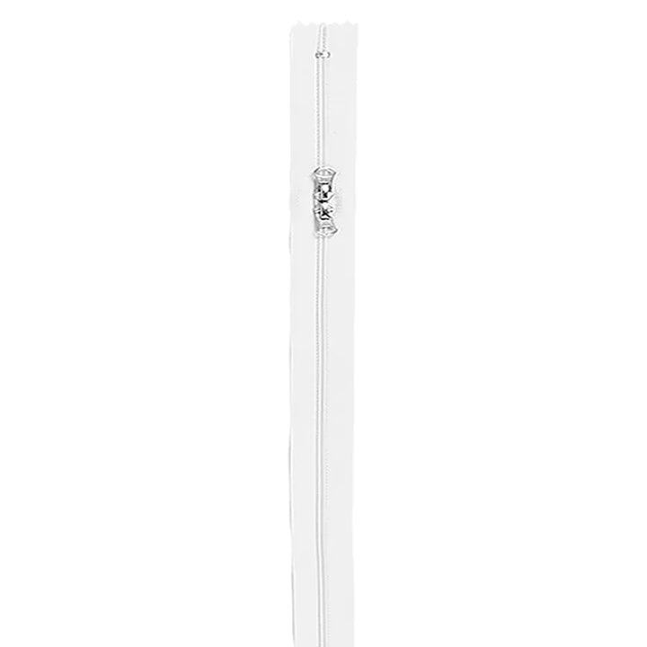 White 16" Zipper - White Zipper Teeth with Silver Pull