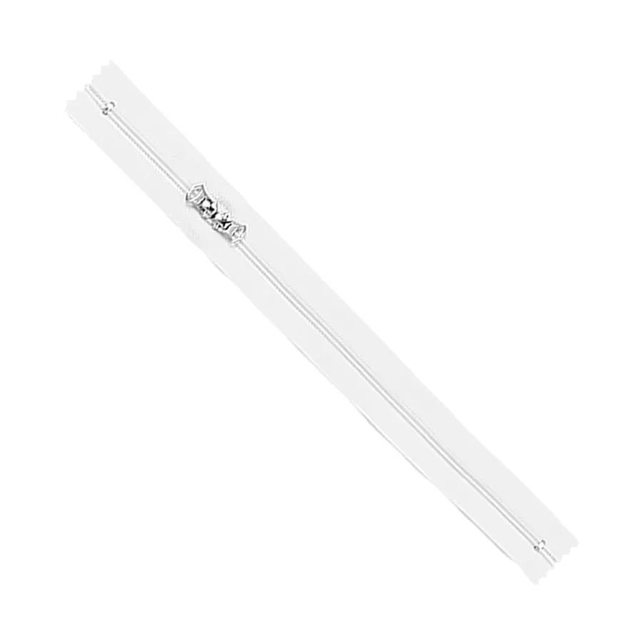 White 16" Zipper - White Zipper Teeth with Silver Pull