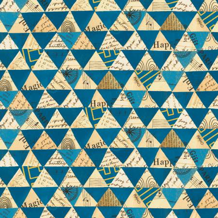 Wish - Peacock Collaged Triangles - Linen Cotton
