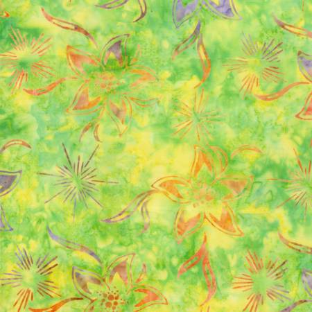 Neon Tropical Flowers & Star Bursts Batik