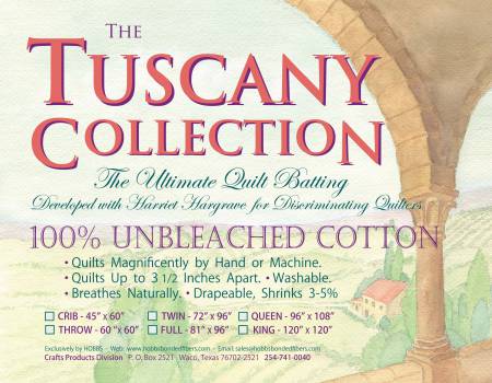 Tuscany Unbleached Cotton  Batting 120in x 120in King