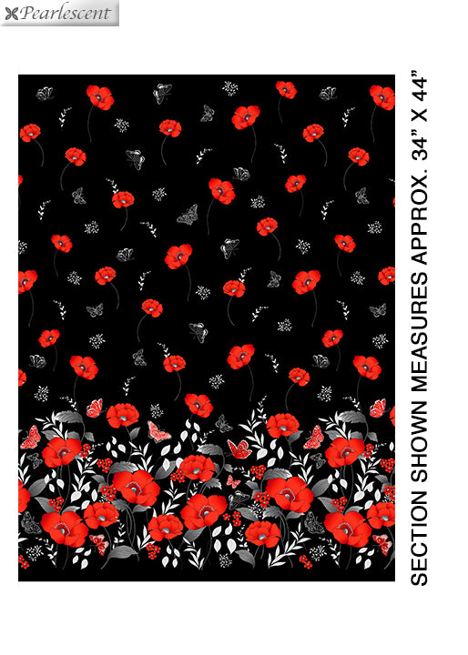 Pearl Poppy Border Black