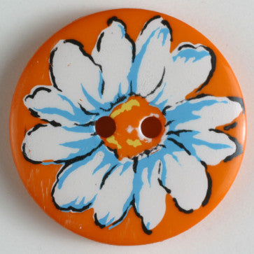 Dill Button 34mm Round Orange/Daisy