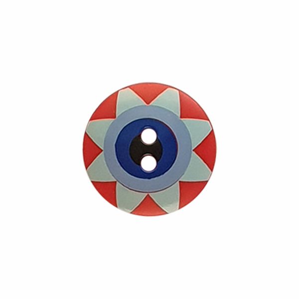 Kaffe Fassett Button 15mm Star Flower Orange/Blue