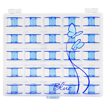 Janome 25 Blue Bobbins with Case