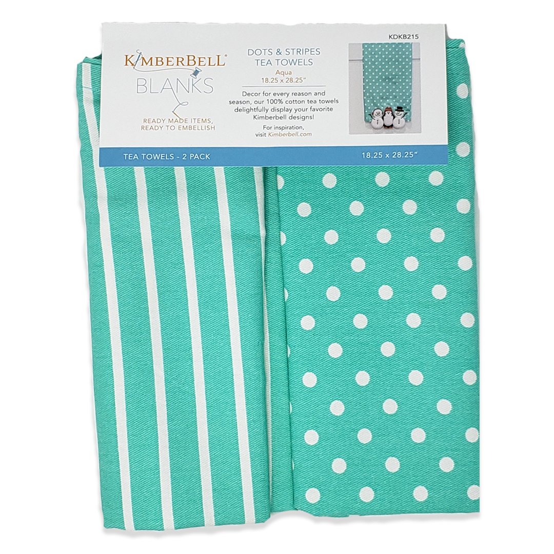 Dots & Stripes Tea Towel Aqua