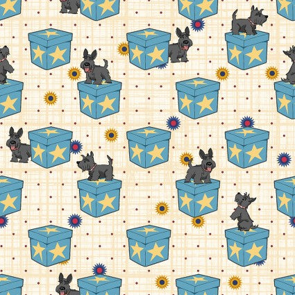 Scottie Dog on Teal Boxes Lizzy Albright - Attic Window