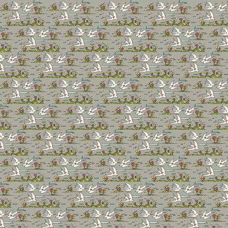 Bubbies Buttons and Blooms - Grey Birds