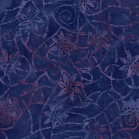 Tonga B8167 Purple Rustic Blooms Batik