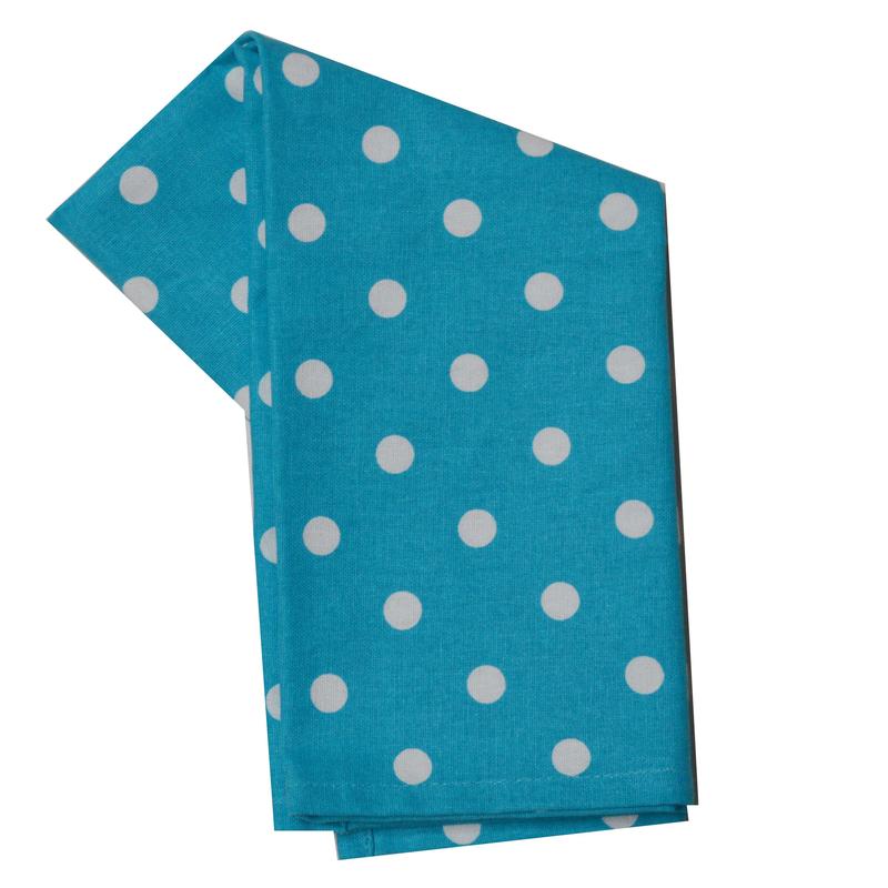 Tea Towel Printed Polka Dots on Turquoise