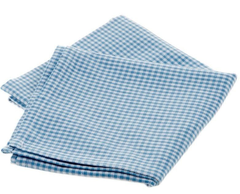 Tea Towel Mini Check Light Blue & White