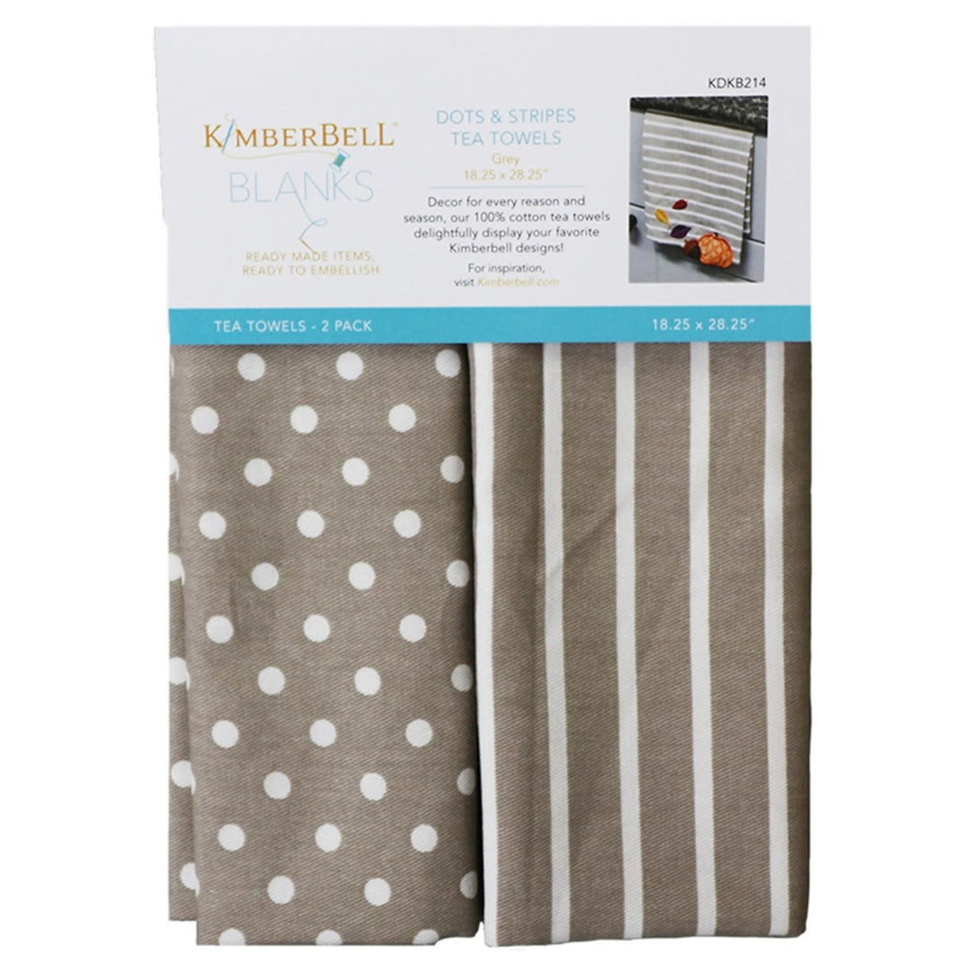 Dots & Stripes Tea Towel Grey