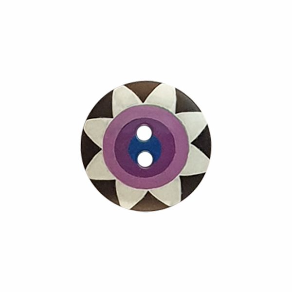 Kaffe Fassett Button 20mm Star Flower Blk/Purple