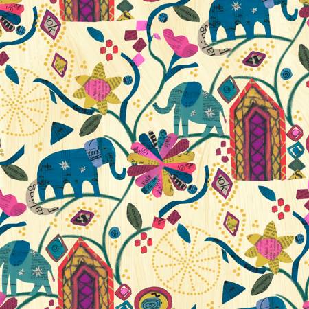 Wish - Garden of Dreams on White Background Linen Cotton