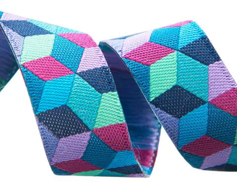 Narrow Blue Tumbling Blocks Ribbon by Kaffe Fassett 5/8"