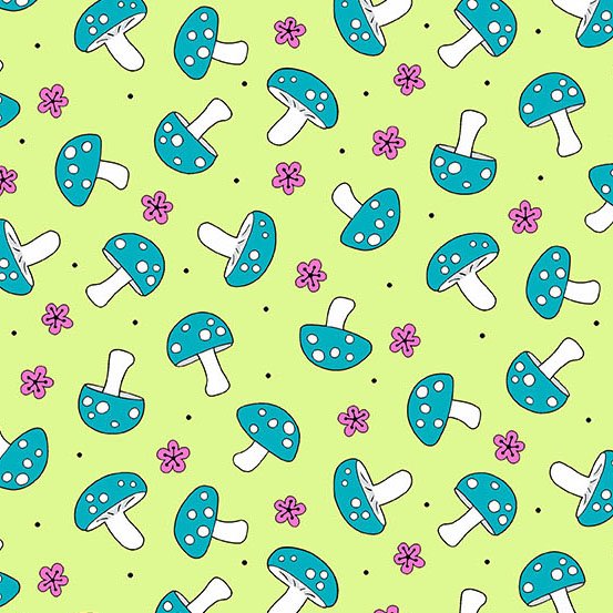 Hoot Hoot - Lime Green Mushrooms