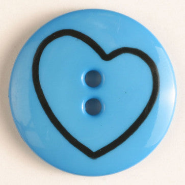 Dill Button 34mm Blue/Black Heart Round