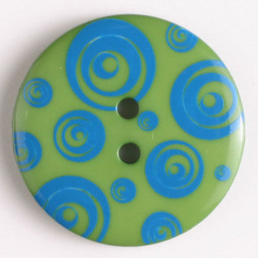 Dill Button 34mm Green/Blue Abstract Round