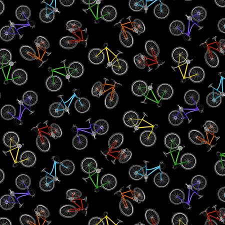 Black Tossed Colorful Bicycles