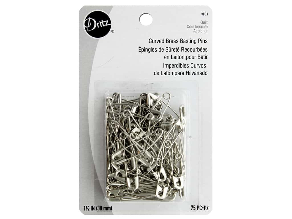 Curved Basting Safety Pins - 1 1/2" Pin 75 per package