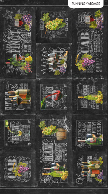 Life Happens Wine Helps - Wine Blocks - DP24558-99 - Black Multi