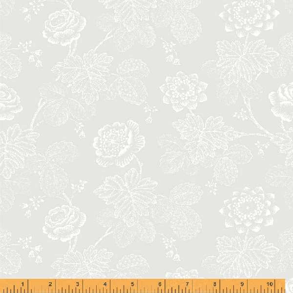 Crystal - Stippled Floral, White on White - 52564A-1
