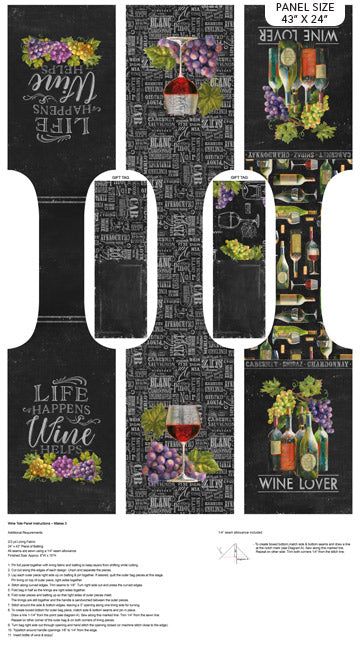 Panel 222 - Life Happens Wine Helps - Wine Tote