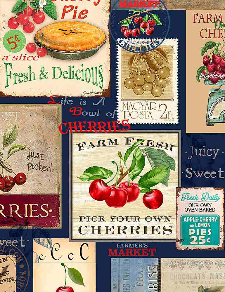 Cherry Pie - Cherry Signs and Cherry Pie Stamps -CHERRY-CD1541  NAVY