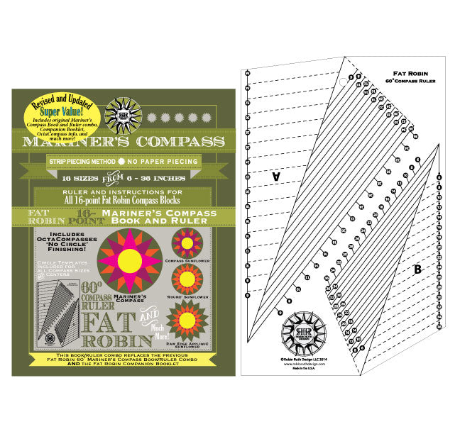 Fat Robin 16 Point Mariner's Compass Book and Ruler
