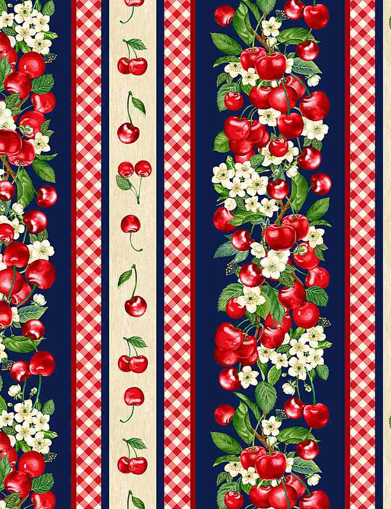 Cherry Pie - Flower Floral 11" Stripe - CHERRY-CD1548  NAVY