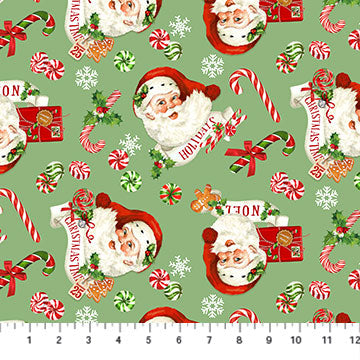 Peppermint Candy - Santa Toss - DP24624-74 Green Multi