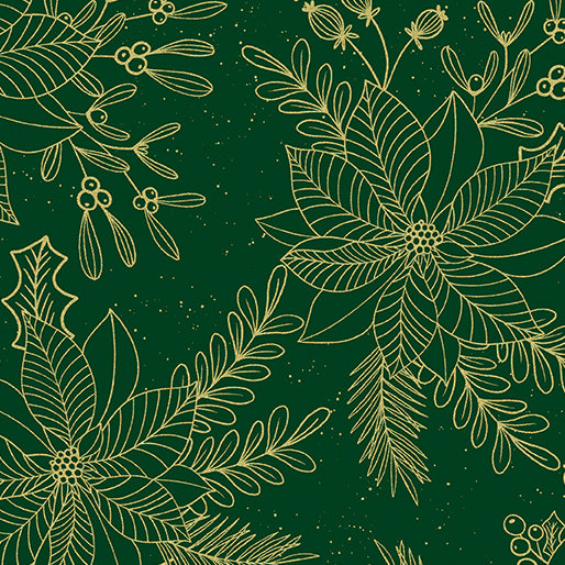 Holiday Sparkle - Sparkling Poinsettias Green 12529M-44